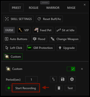 Customized macro start recording