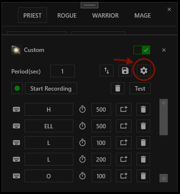 Customized macro options