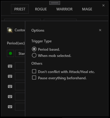 Customized macro options window