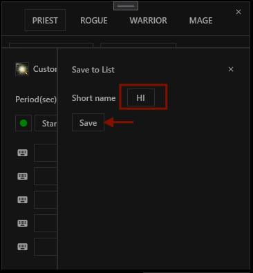 Customized macro save window